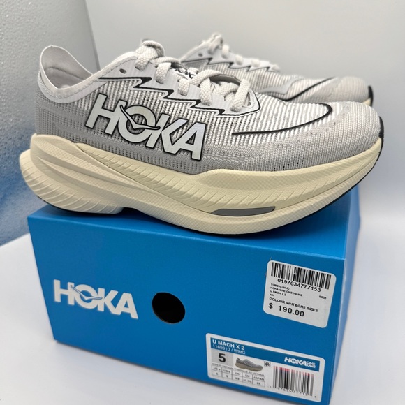 NWT Hoka Mach X 2 U Unisex in White / Cosmic Grey Sneakers Running Shoes NEW - Picture 4 of 16